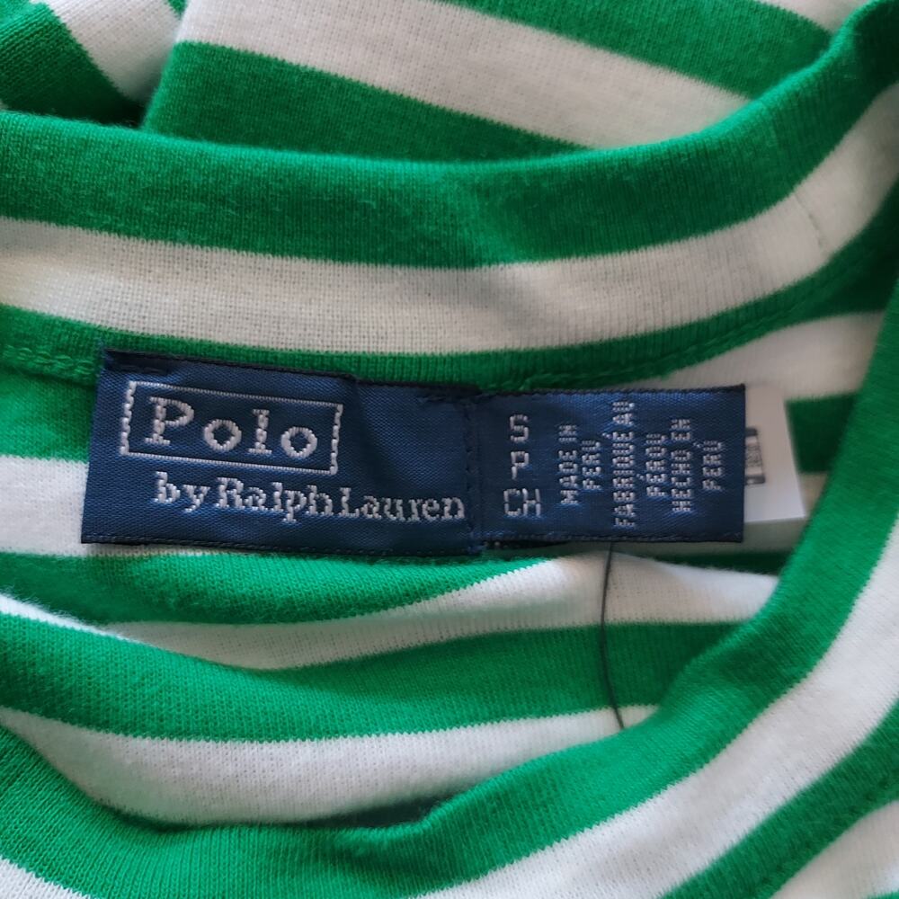 NEW Polo by Ralph Lauren Shamrock Green & White Striped Short Sleeve Tee Size S - Picture 7 of 8